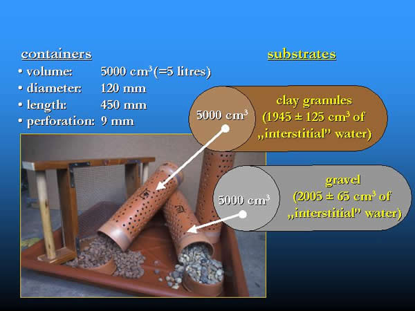 Artificial substrates: containers filled with natural gravel and clay granules